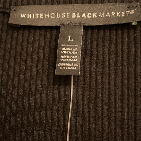 White House Black Market Beautiful Black V-Neck Ribbed Henley Top w/spandex - Picture 2 of 6